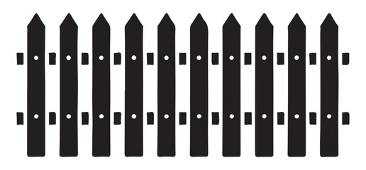 Rustic Black Silhouette Wooden Fence Illustration for Backgrounds