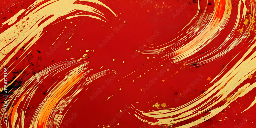 Canvas Prints abstract red and gold swirls: a captivating abstract background with swirling strokes of vibrant red