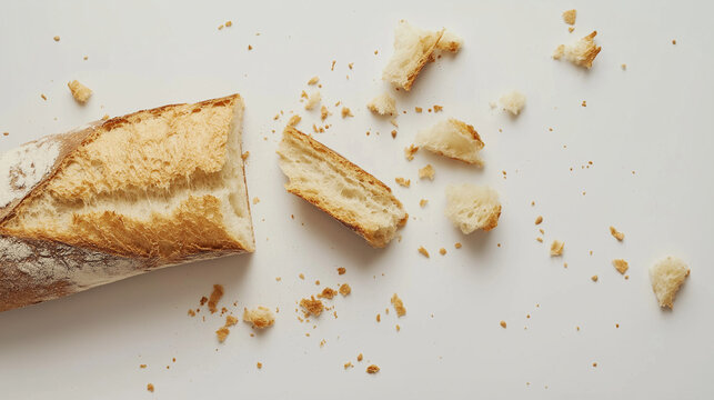Frisches Brot mit Kr&uuml;meln auf hellem Hintergrund

