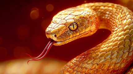 Stunning close-up of a golden snake perfect for 2025 New Year celebrations, inviting design for banners, posters, and cultural events highlighting zodiac themes.