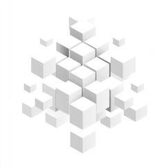 Abstract 3D white cubes cluster. (1)