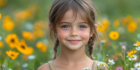 Fototapeta premium portrait of an white little girl with a smile