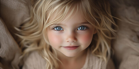 Fototapeta premium portrait of an white little girl with a smile