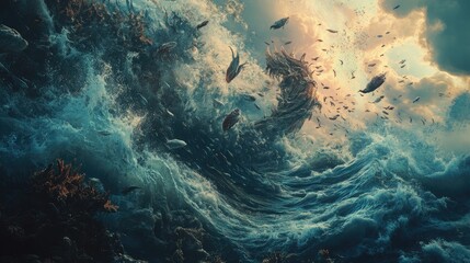 Oceanic Storm Surge and Underwater Creatures