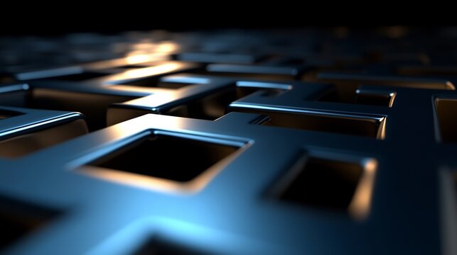 Abstract Metallic Interlocking Squares Pattern Design