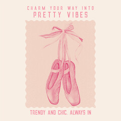 Ballerina shoes Sketchy style with bow graphic tee t shirt or sweatshirt design, woman  Cute t-shirt print,vintage poster design, girl fashion, girls print, girl prints t shirt, young girl,style © MdAlImran