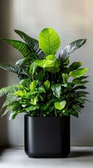 Fototapeta premium Stylish Indoor Plant Display in Modern Black Pot