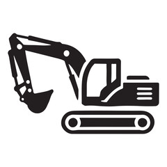 Powerful Excavator Silhouette Illustration for Construction Projects