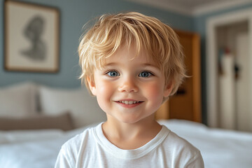 portrait of an white little boy with a smile