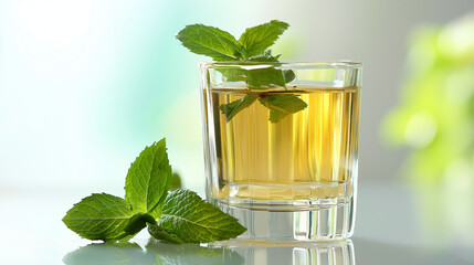 Frischer Minze-Zweig in einem eleganten Glas

