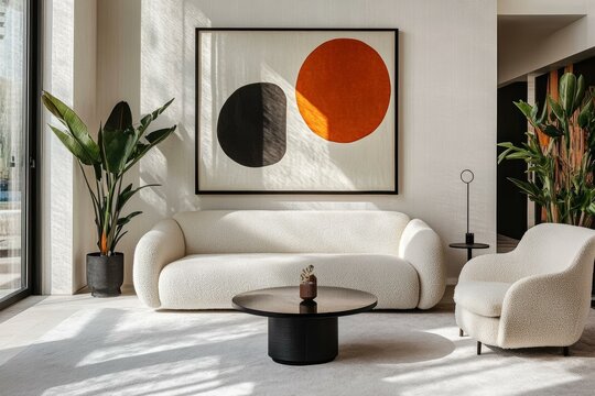 Modern Living Room Interior Design with Warm Lighting