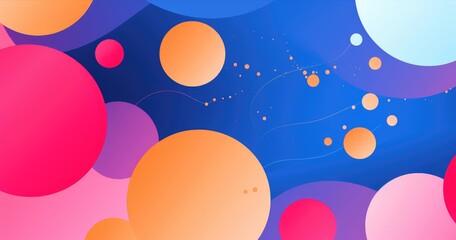Abstract design featuring colorful circles on a gradient background.