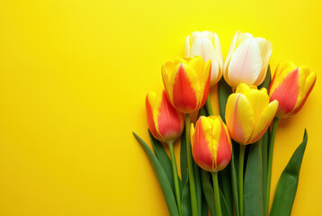 Sunburst tulips on a yellow background
