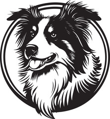Border Collie Dog Circle Stylized Silhouette Vector Illustration Graphic