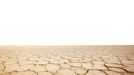 Cracked dry desert ground on a transparent background. Isolated png illustration for drought, climate change, and environmental design concepts
