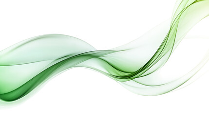 Abstract green flowing wave design with smooth translucent curves on a transparent background. Isolated png illustration for modern backgrounds, artistic compositions, and creative overlays