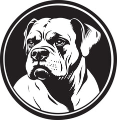 Boxer Dog Face Emblem Vector Illustration Graphic