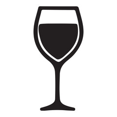 Full Wine Glass Silhouette Vector Graphic for Beverage Industry Promotion