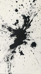 Abstract ink splatter art in monochrome with bold, dynamic energy and motion. HD phone wallpaper.
