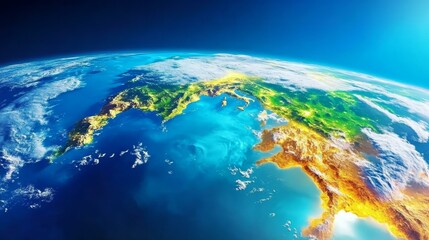Fototapeta premium Global View of European and Asian Continents