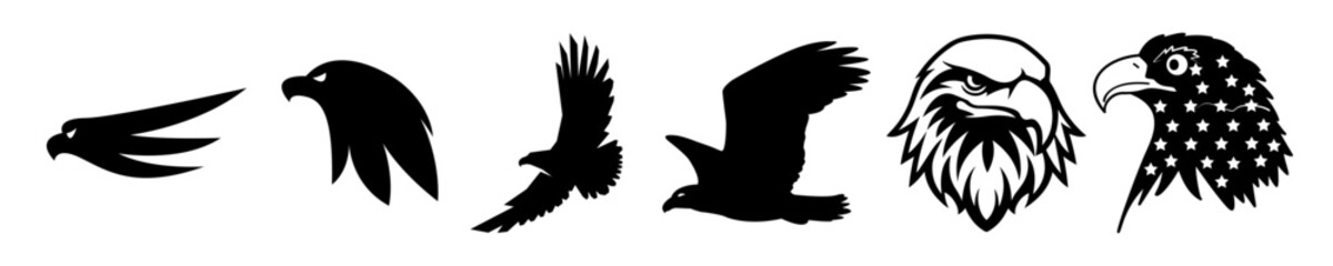 Eagle Silhouette Vector Art Set for Graphic and Design Projects