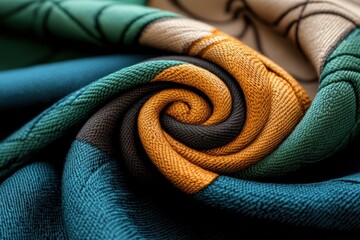 Fototapeta premium celtic tapestry art, woven tapestry boasts vibrant green celtic patterns, embodying historical depth and rhythmic beauty in abstract form