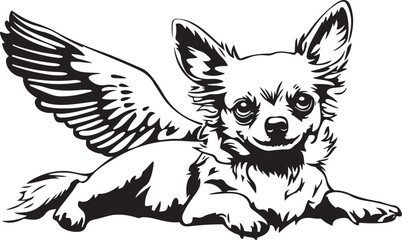 Chihuahua Dog with Angel Wings Stylized Vector Illustration Graphic