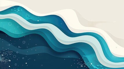 Fototapeta premium Abstract waves in varying shades of blue and white create a calming, fluid design.