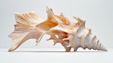 Fototapeta premium Intricate Seashell Displayed on a White Background for Photography