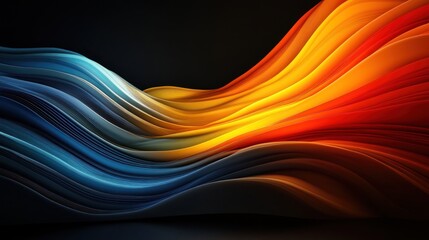 Abstract Colorful Waves Blue Orange Yellow Gradient Design