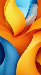 Abstract orange, yellow, and blue bold graphic waves striking a dramatic contrast. HD phone wallpaper.