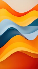 Abstract orange, yellow, and blue bold graphic waves striking a rhythmic visual pulse. HD phone wallpaper.