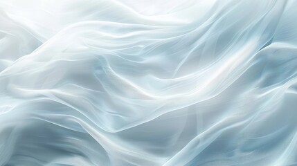 A soft, flowing fabric in shades of white and light blue, creating a serene, airy atmosphere.