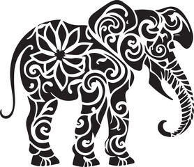 Elephant Art Side Profile Silhouette Vector Illustration Graphic