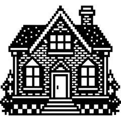 Charming Pixel House Vector on White Background