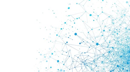 Abstract network design with blue dots and lines representing connectivity and data flow.
