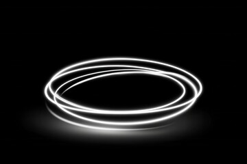 Naklejka premium Illuminated Circular Light Trails Against Dark Background in Abstract Form