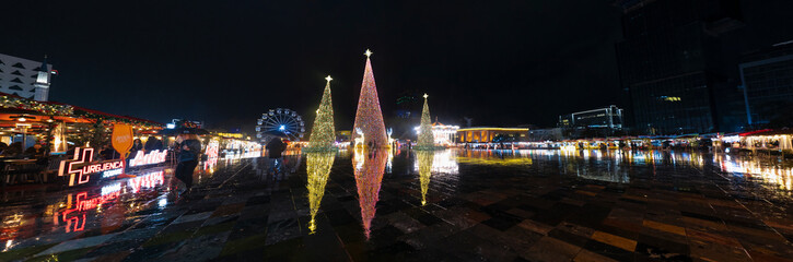 Albania Tirana Skanderbeg square decoration new year night 23 December 2024
