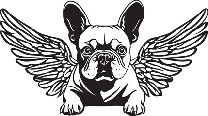French Bulldog with Angel Wings Stylized Vector Illustration Graphic