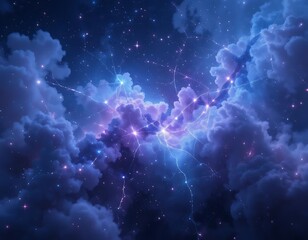 Celestial Cloudscape Illuminated by Cosmic Energy Streams