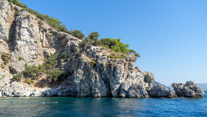 Fototapeta premium Rock near the village of Turunc, Turkey near village of Turunc, Turkey. Resort town on Mediterranean Sea