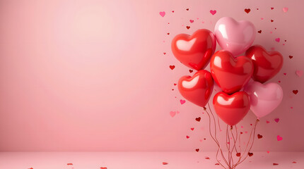 Valentine's day hearts ballons with copyspace, saint valentine and love background concept, blank space, hd