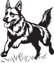German Shepherd Dog Running Stylized Silhouette Vector Illustration Graphic