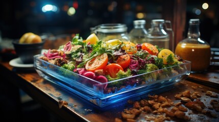 Vibrant Vegetable Salad in Rustic Setting