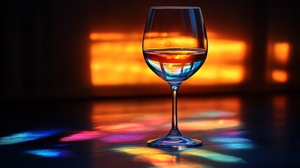 Wine Glass Illuminated by Warm Background Light