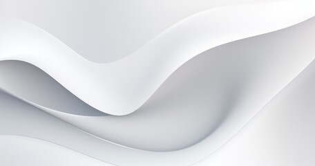 Obraz premium Abstract waves of white and light gray create a smooth, modern background design.