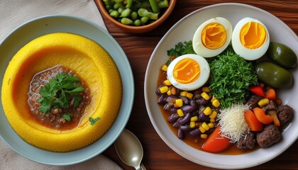 Exquisite Brazilian Cuscuz Paulista with Accompaniments and Fresh Vegetables