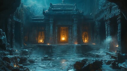 Ancient Temple Hidden Deep Within a Mystical Cave