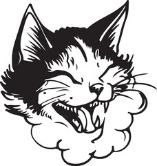 Happy Cat Sketch Cartoon Vector Illustration Graphic