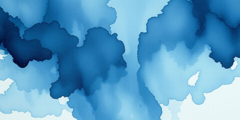 Obraz premium A blue sky with clouds and a watercolor painting of it. The painting is of a cloudy sky with a blue hue